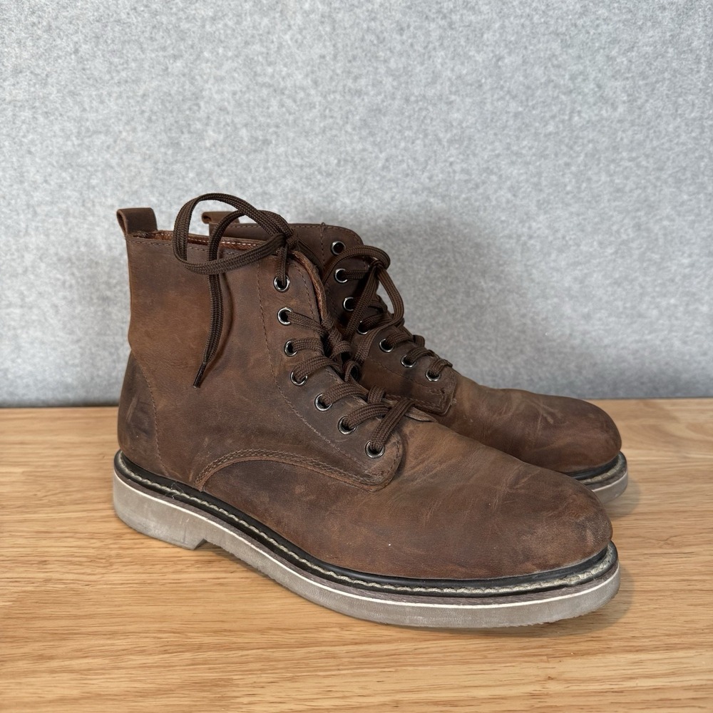 Golden Fox Boot Mens Sz 9 Brown Leather Work Combat Slip Resistant Boondocker